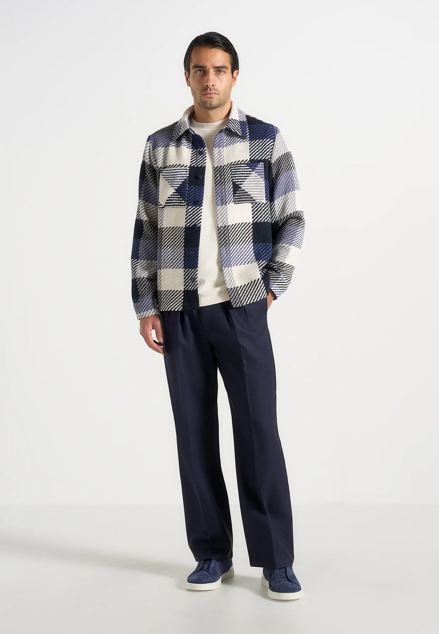 Rune - Unisex Check Overshirt - Navy sold by Maniere De Voir product image thumbnail 2