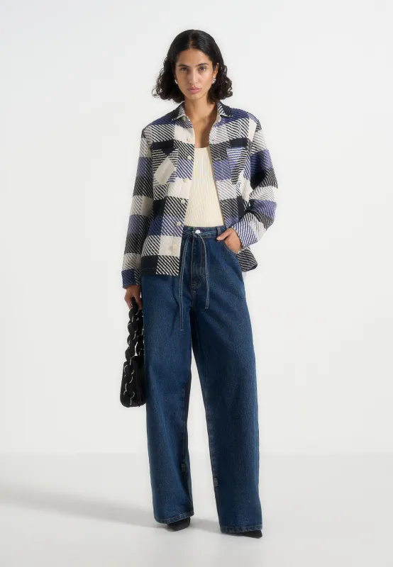 Rune - Unisex Check Overshirt - Navy made by Maniere De Voir