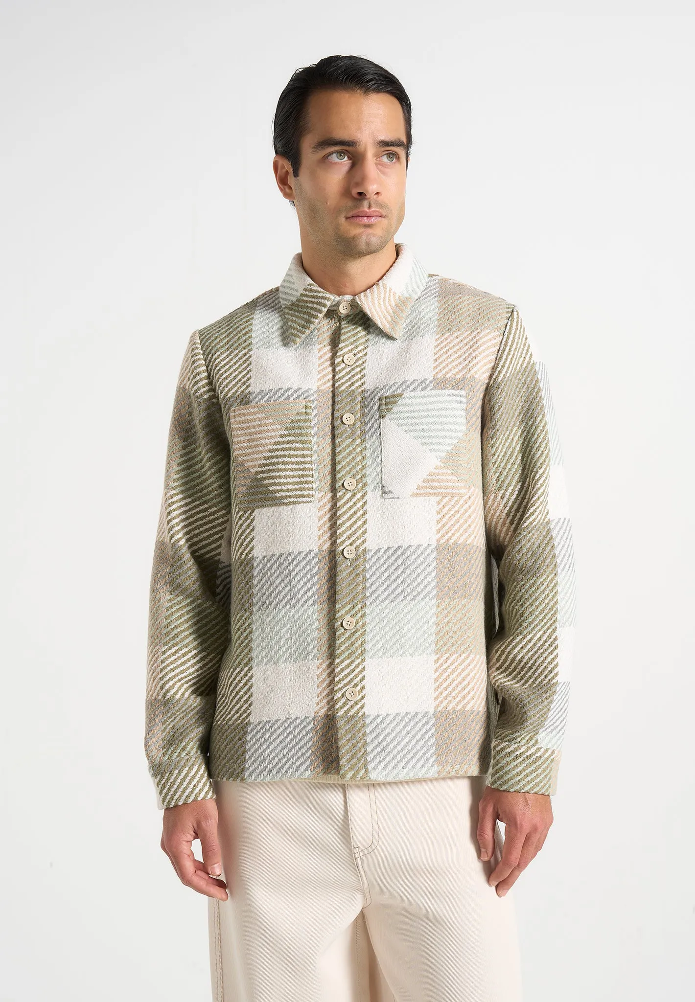 Rune - Unisex Check Overshirt - Sage sold by Maniere De Voir product image thumbnail 4