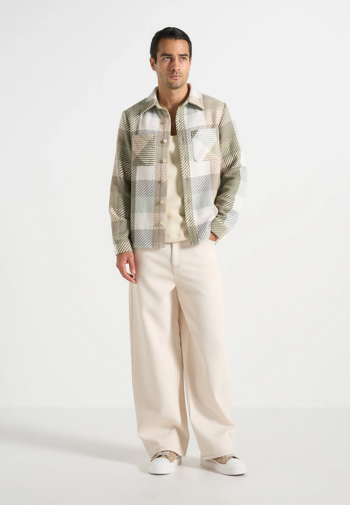 Rune - Unisex Check Overshirt - Sage sold by Maniere De Voir product image thumbnail 2