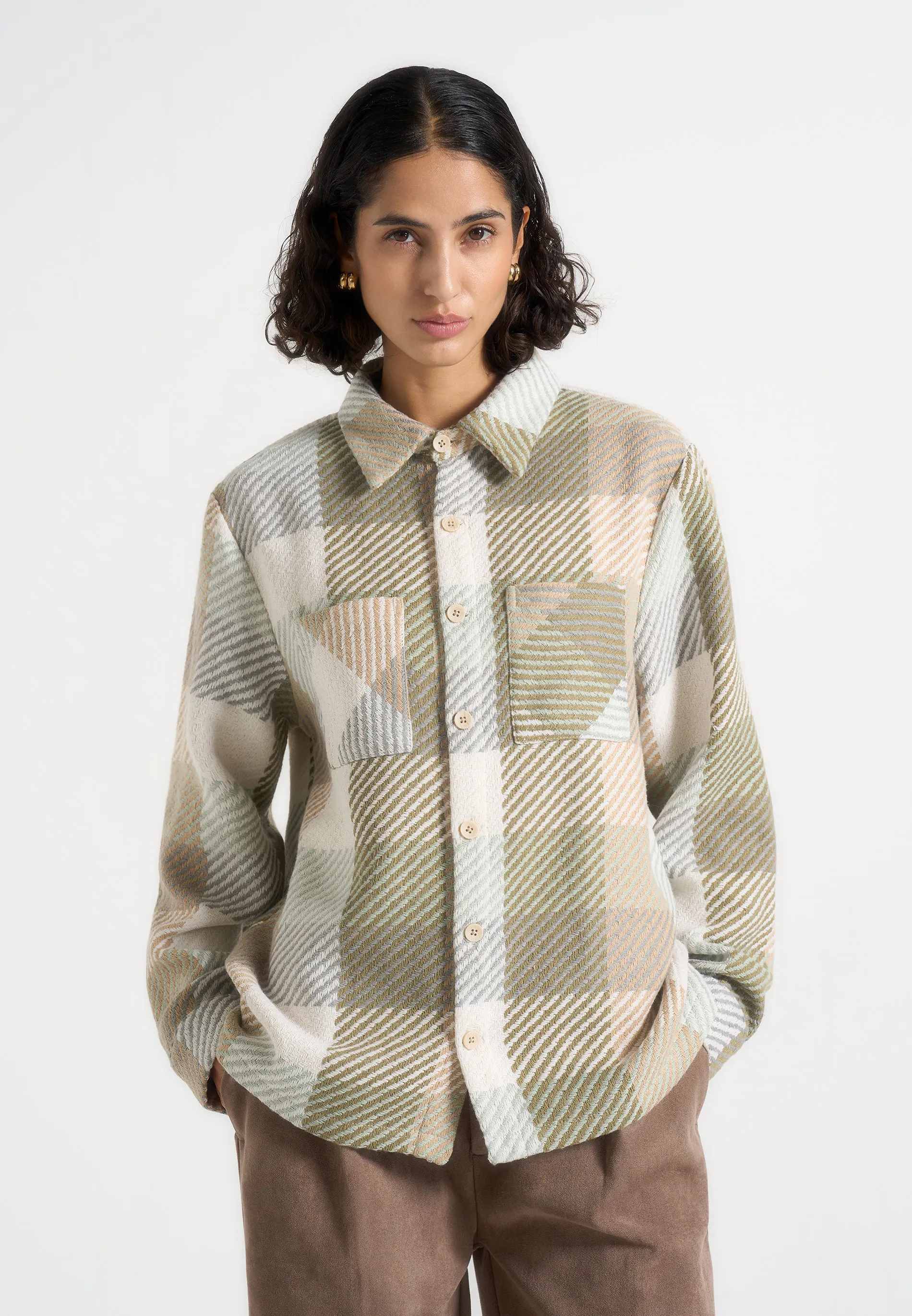Rune - Unisex Check Overshirt - Sage sold by Maniere De Voir product image thumbnail 3