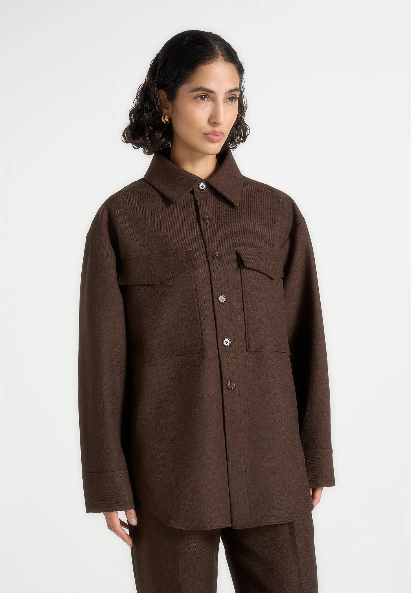 Joy - Tailored Oversized Shirt - Brown sold by Maniere De Voir product image thumbnail 2
