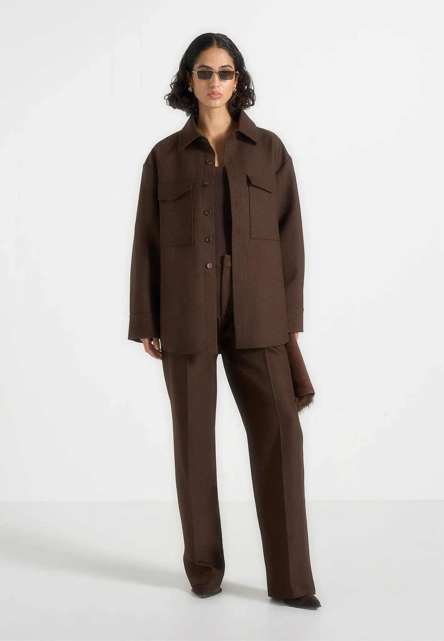 Joy - Tailored Oversized Shirt - Brown sold by Maniere De Voir