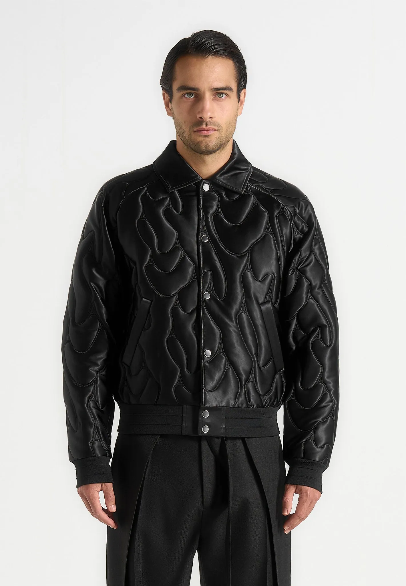 Ugo - Satin Embroidered Jacket - Black sold by Maniere De Voir