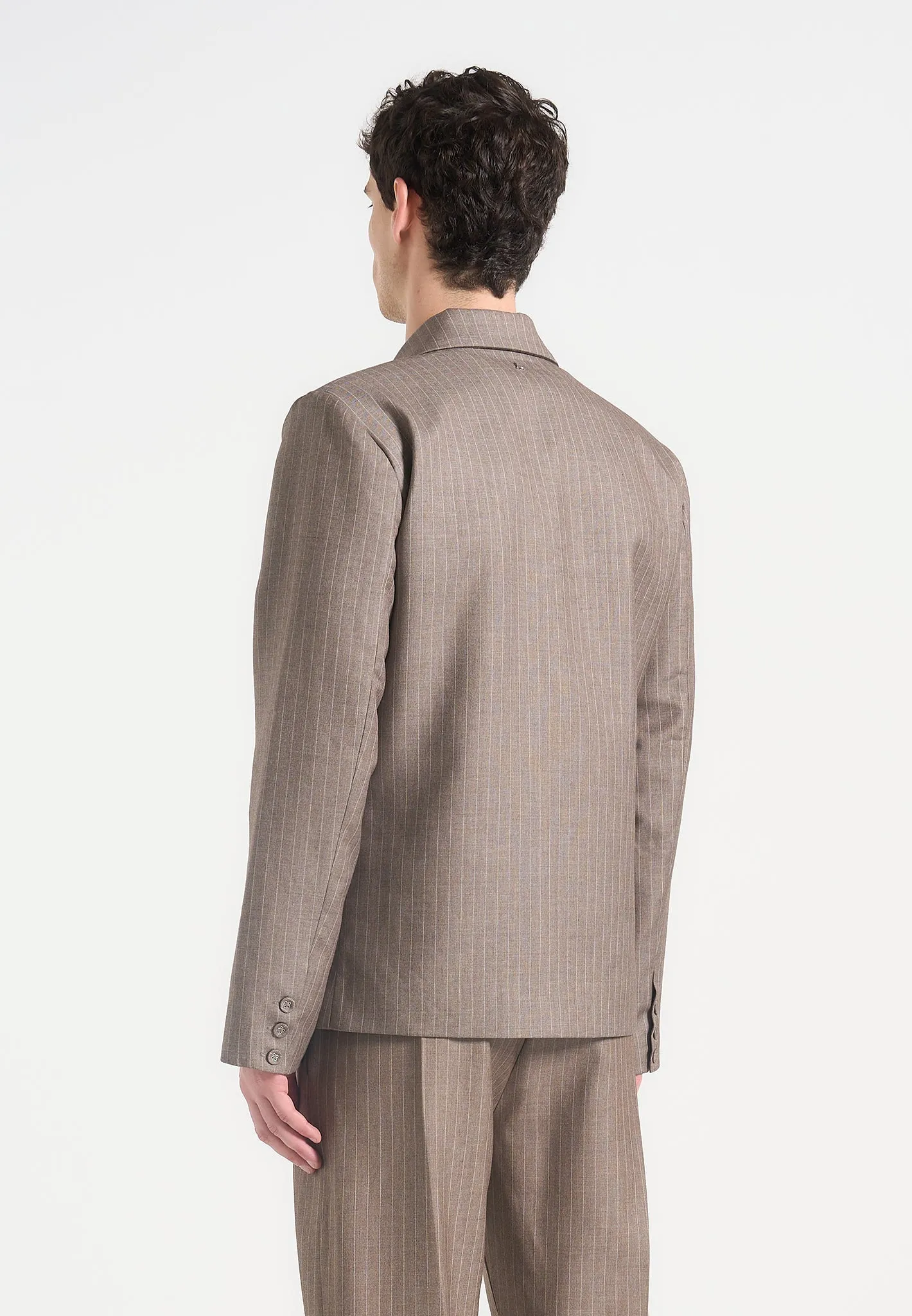 Didier - Double Breasted Pinstripe Suit Blazer - Taupe sold by Maniere De Voir product image thumbnail 4