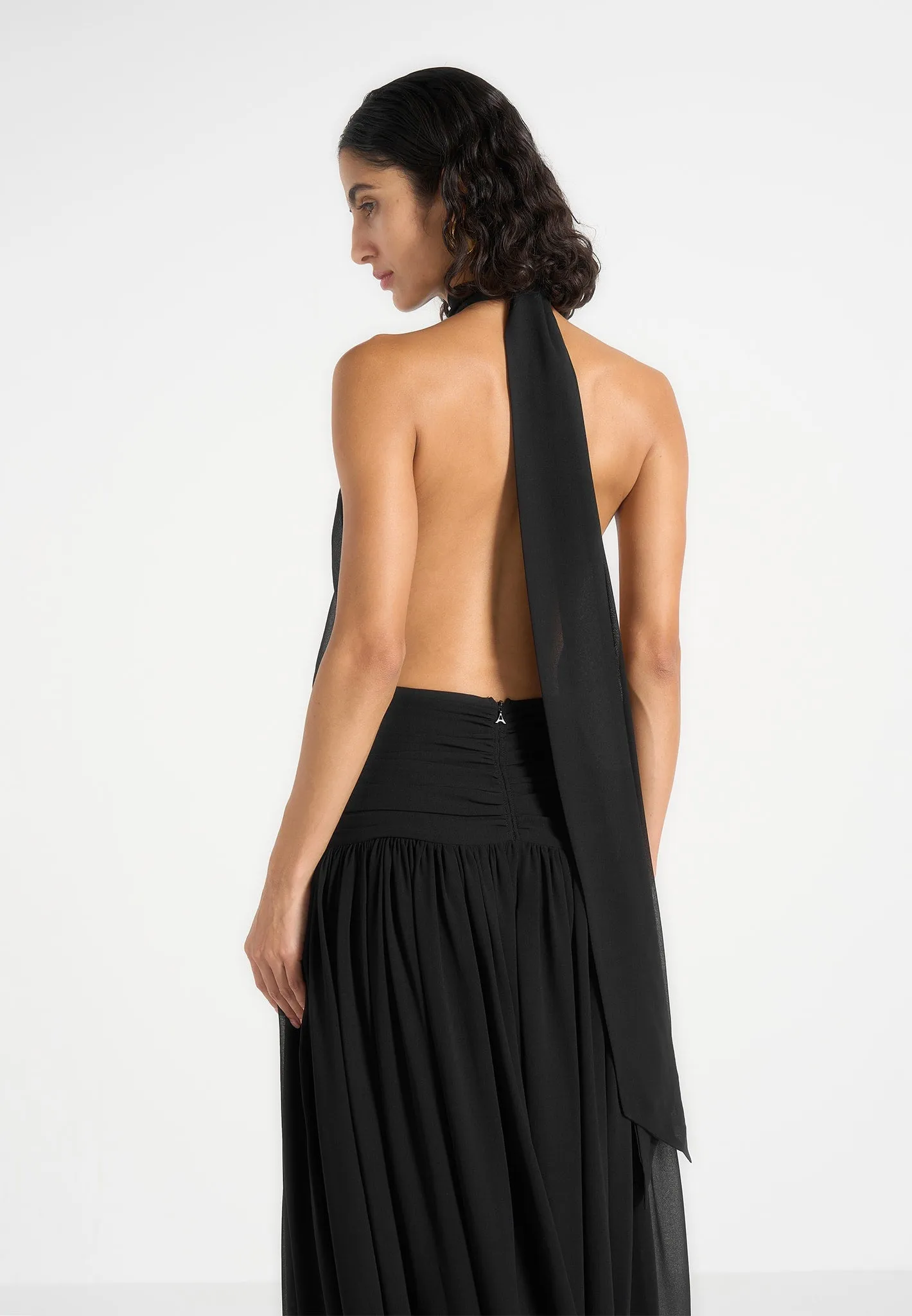 Matilda - Halter Neck Draped Hardware Maxi Dress - Black sold by Maniere De Voir product image thumbnail 2