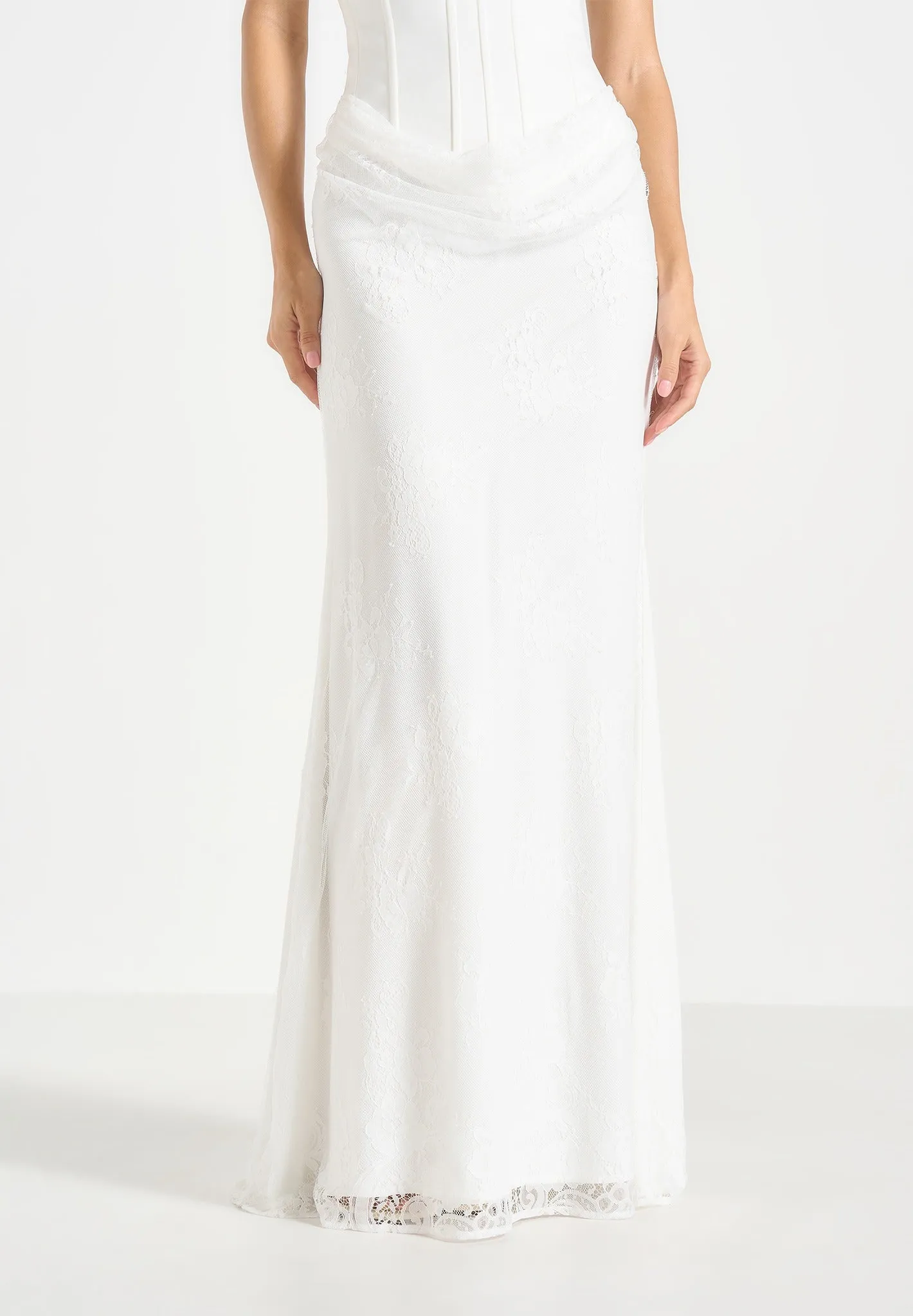 Opal - Satin Corset Cowl Lace Maxi Dress - White sold by Maniere De Voir product image thumbnail 2