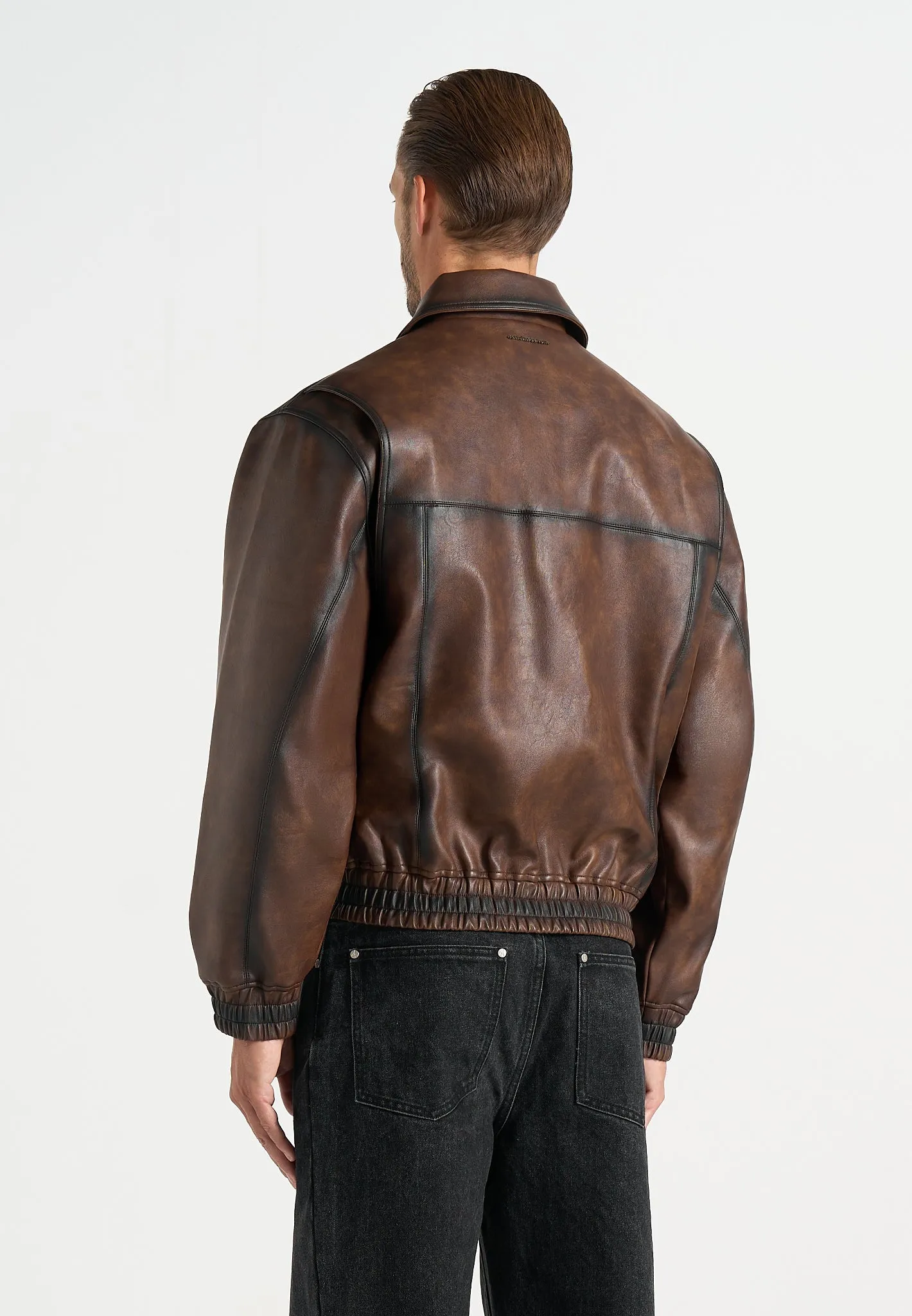 Clint - Vintage Leather Bomber Jacket - Brown sold by Maniere De Voir product image thumbnail 5