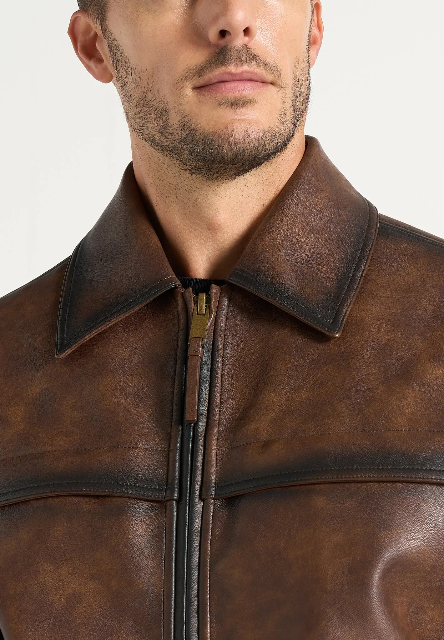 Clint - Vintage Leather Bomber Jacket - Brown sold by Maniere De Voir product image thumbnail 2