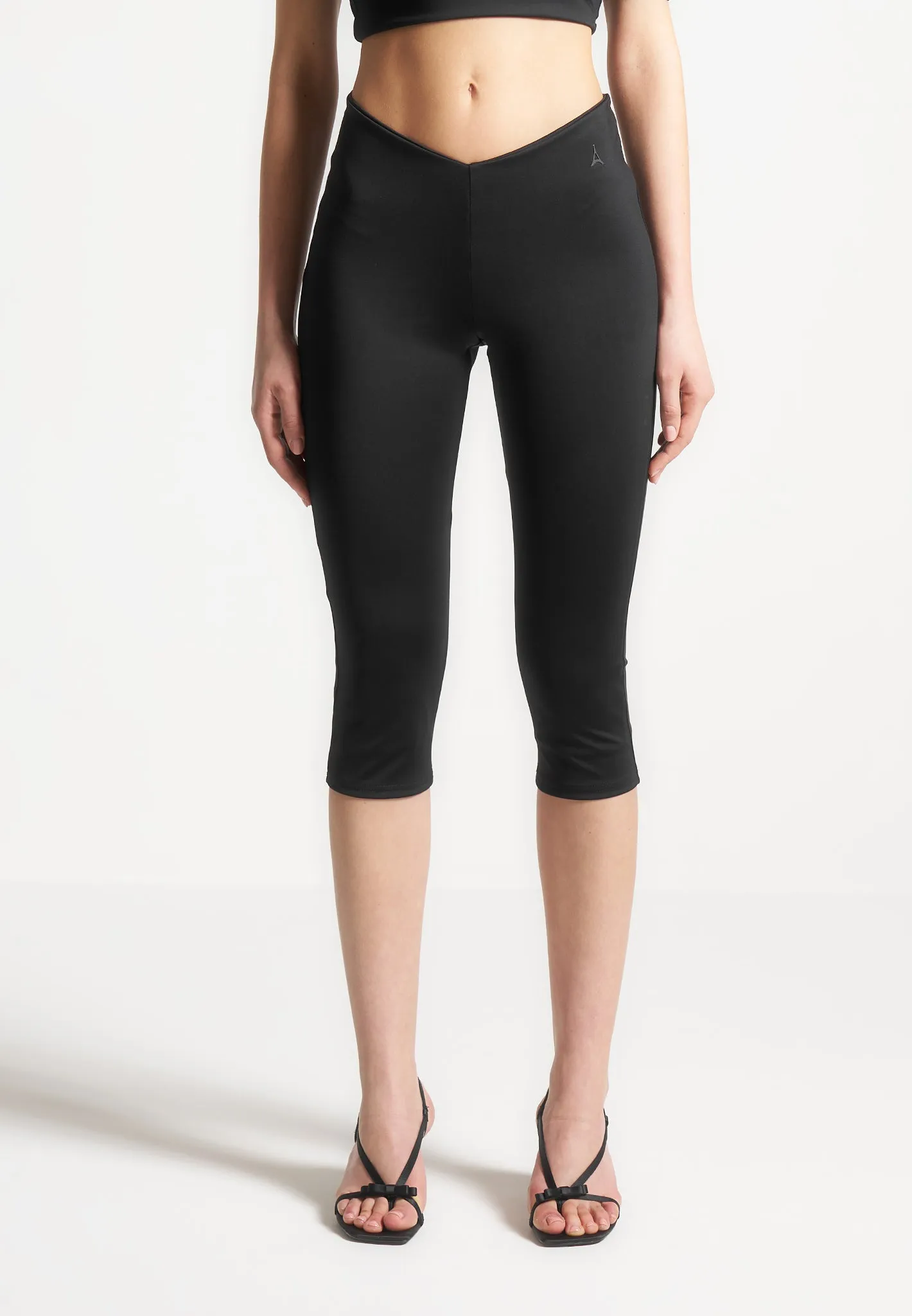 Angled Waist Capri Leggings - Black sold by Maniere De Voir product image thumbnail 2