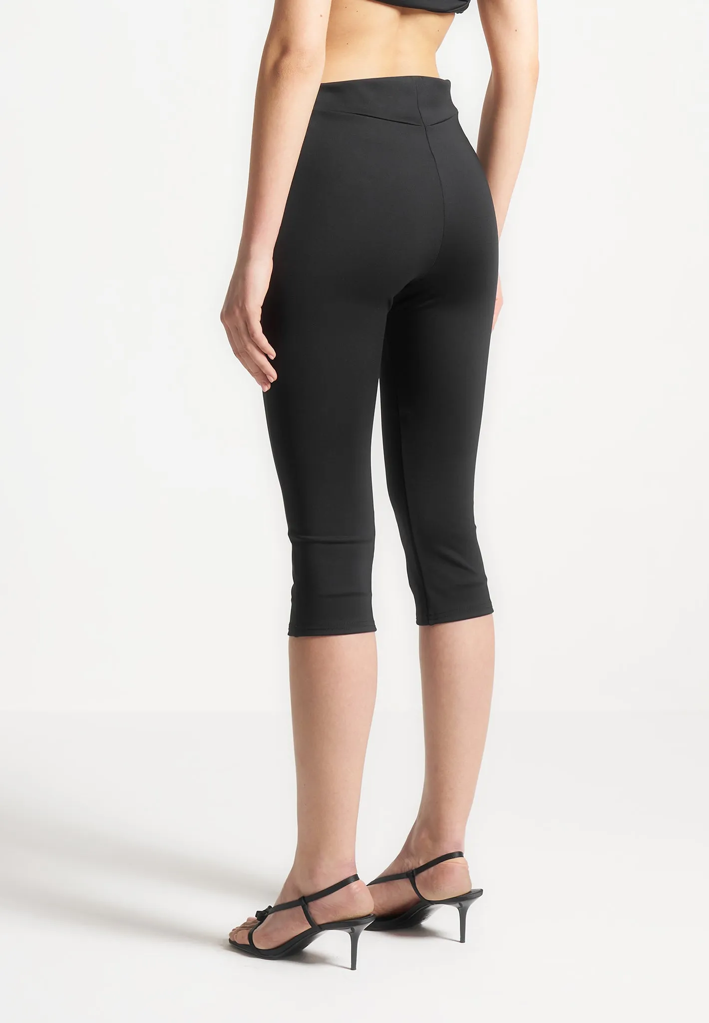 Angled Waist Capri Leggings - Black sold by Maniere De Voir product image thumbnail 4