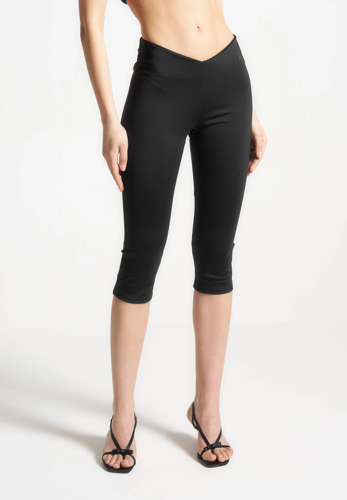 Angled Waist Capri Leggings - Black sold by Maniere De Voir product image thumbnail 3