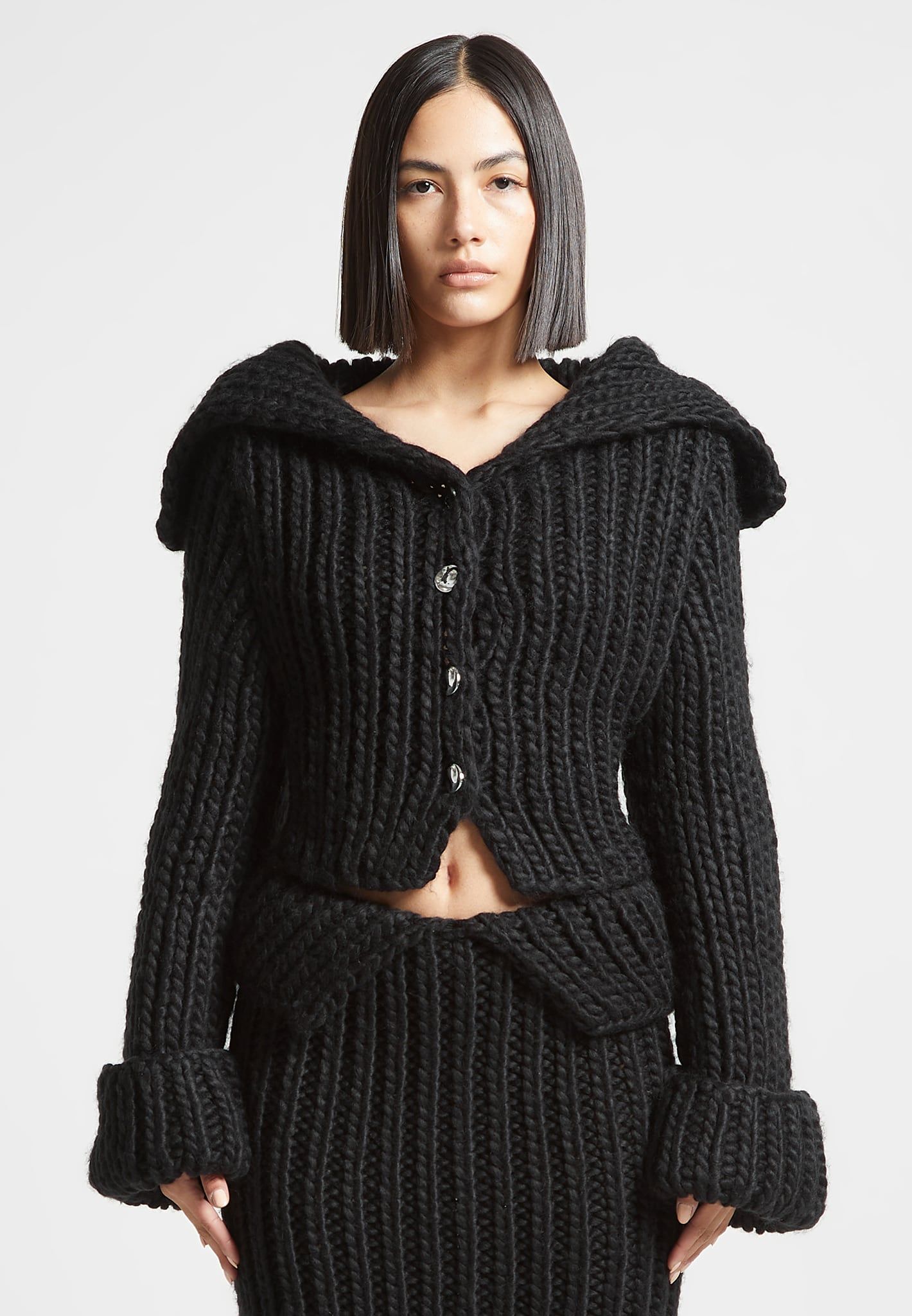 Chunky Knit Cardigan - Black sold by Maniere De Voir product image thumbnail 3