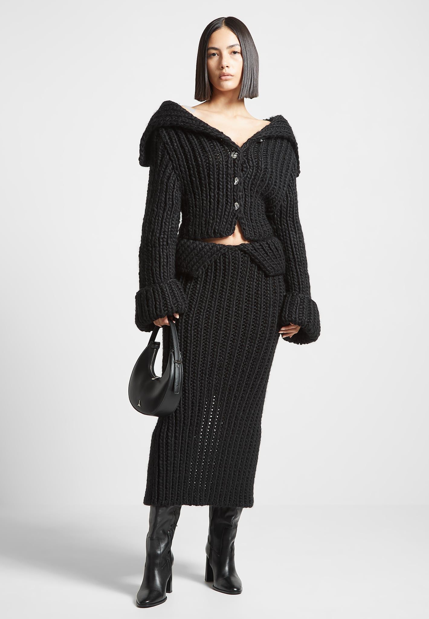 Chunky Knit Cardigan - Black sold by Maniere De Voir product image thumbnail 2