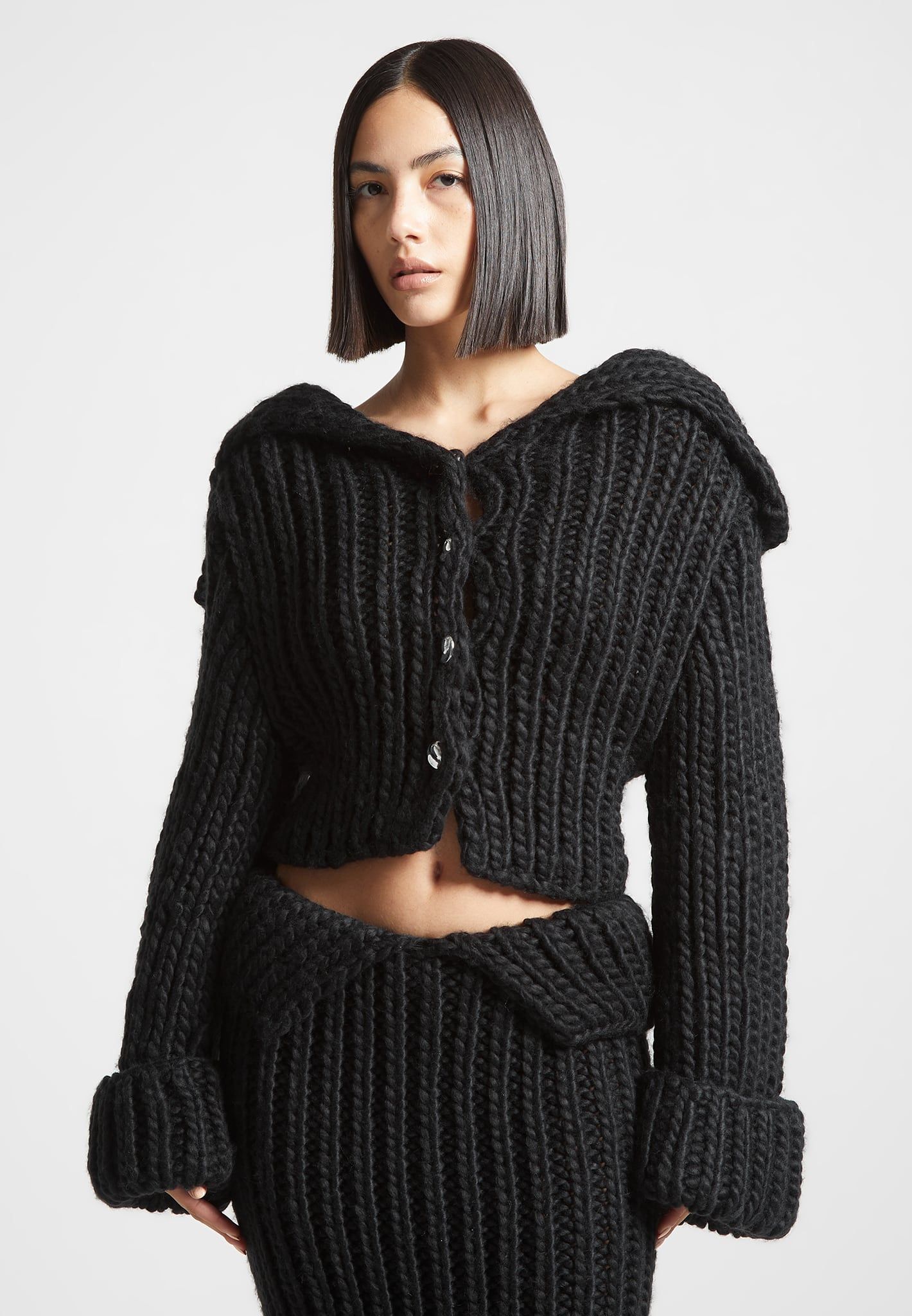 Chunky Knit Cardigan - Black sold by Maniere De Voir