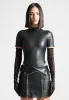 Leather Bodysuit with Mesh Gloves - Black sold by Maniere De Voir