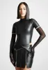 Leather Bodysuit with Mesh Gloves - Black sold by Maniere De Voir