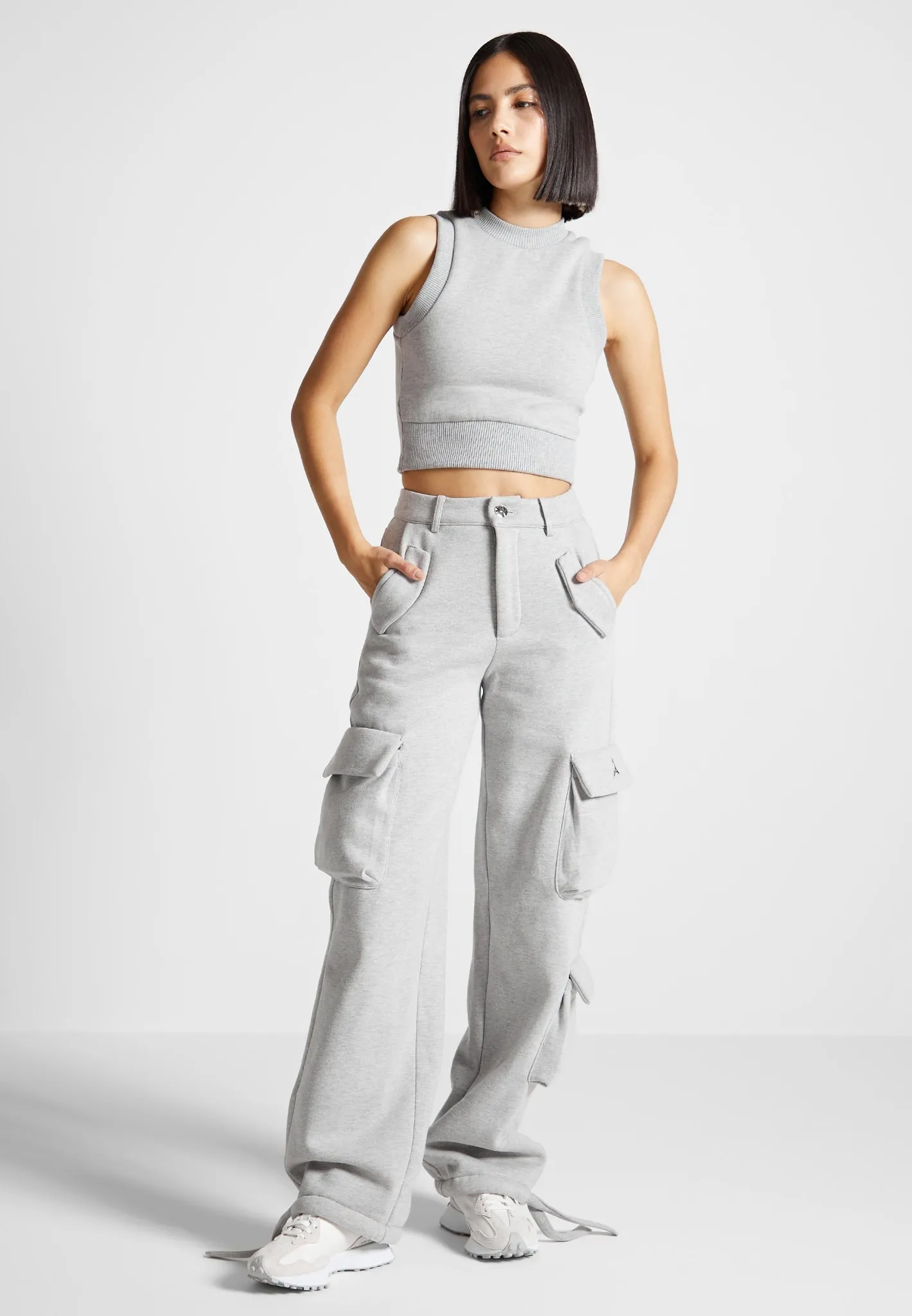 Jersey Racer Crop Top - Grey sold by Maniere De Voir product image thumbnail 3