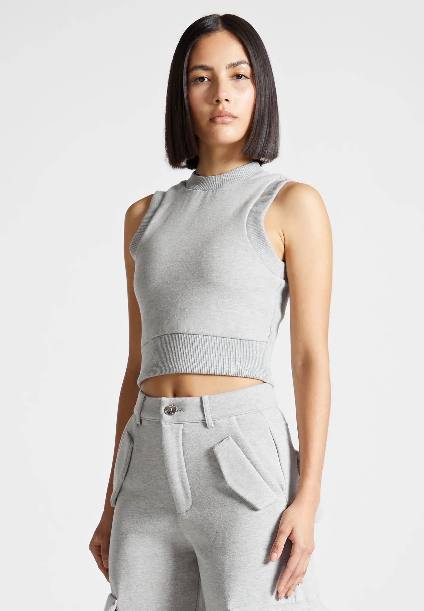 Jersey Racer Crop Top - Grey sold by Maniere De Voir product image thumbnail 4