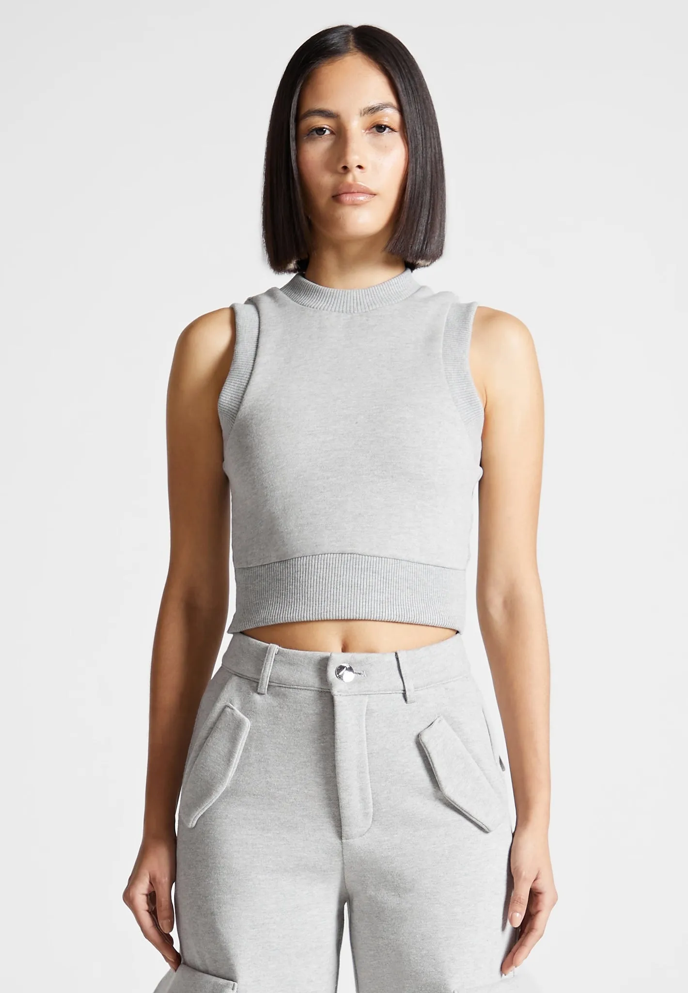 Jersey Racer Crop Top - Grey sold by Maniere De Voir