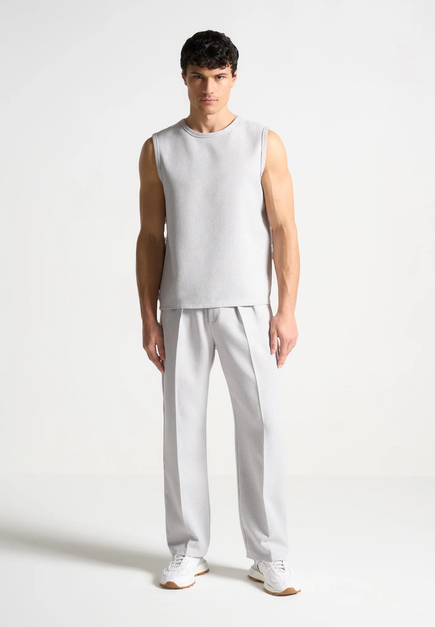 Textured Tailored Trousers - Grey sold by Maniere De Voir product image thumbnail 3