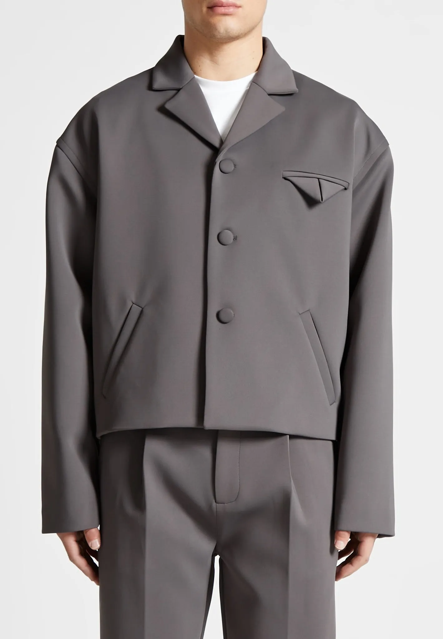 Neoprene Boxy Jacket - Grey sold by Maniere De Voir product image thumbnail 3