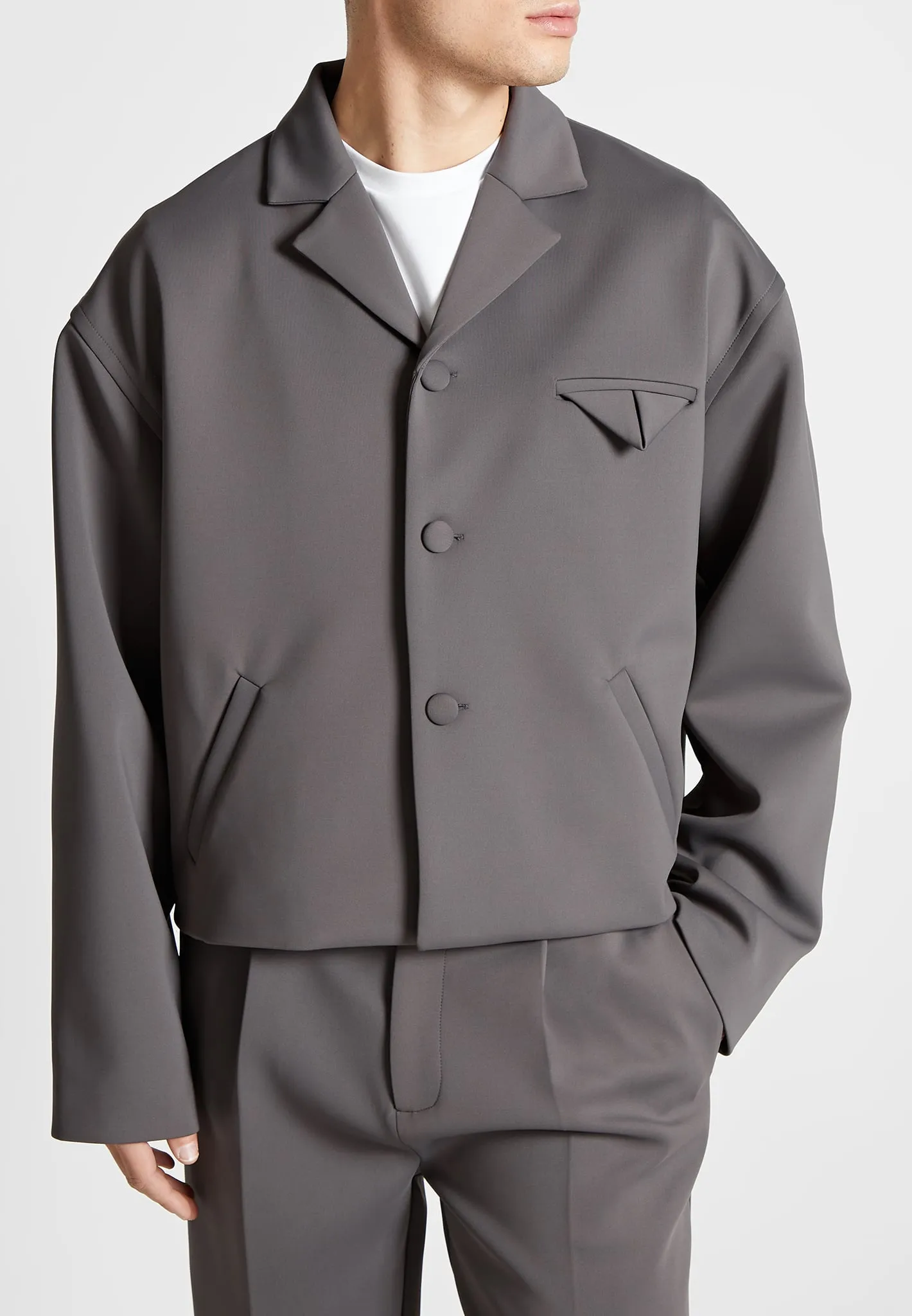 Neoprene Boxy Jacket - Grey sold by Maniere De Voir product image thumbnail 4
