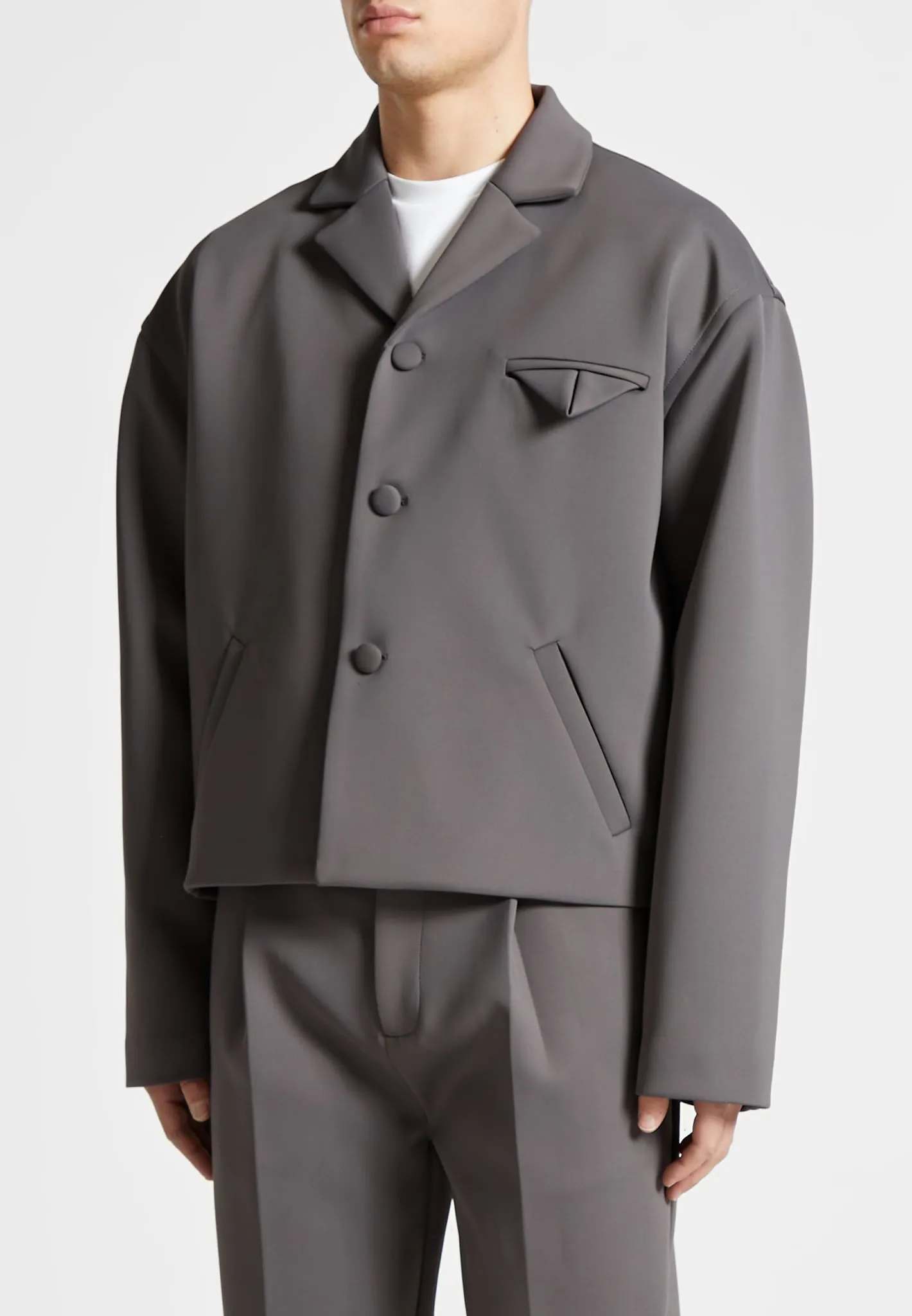 Neoprene Boxy Jacket - Grey sold by Maniere De Voir product image thumbnail 5