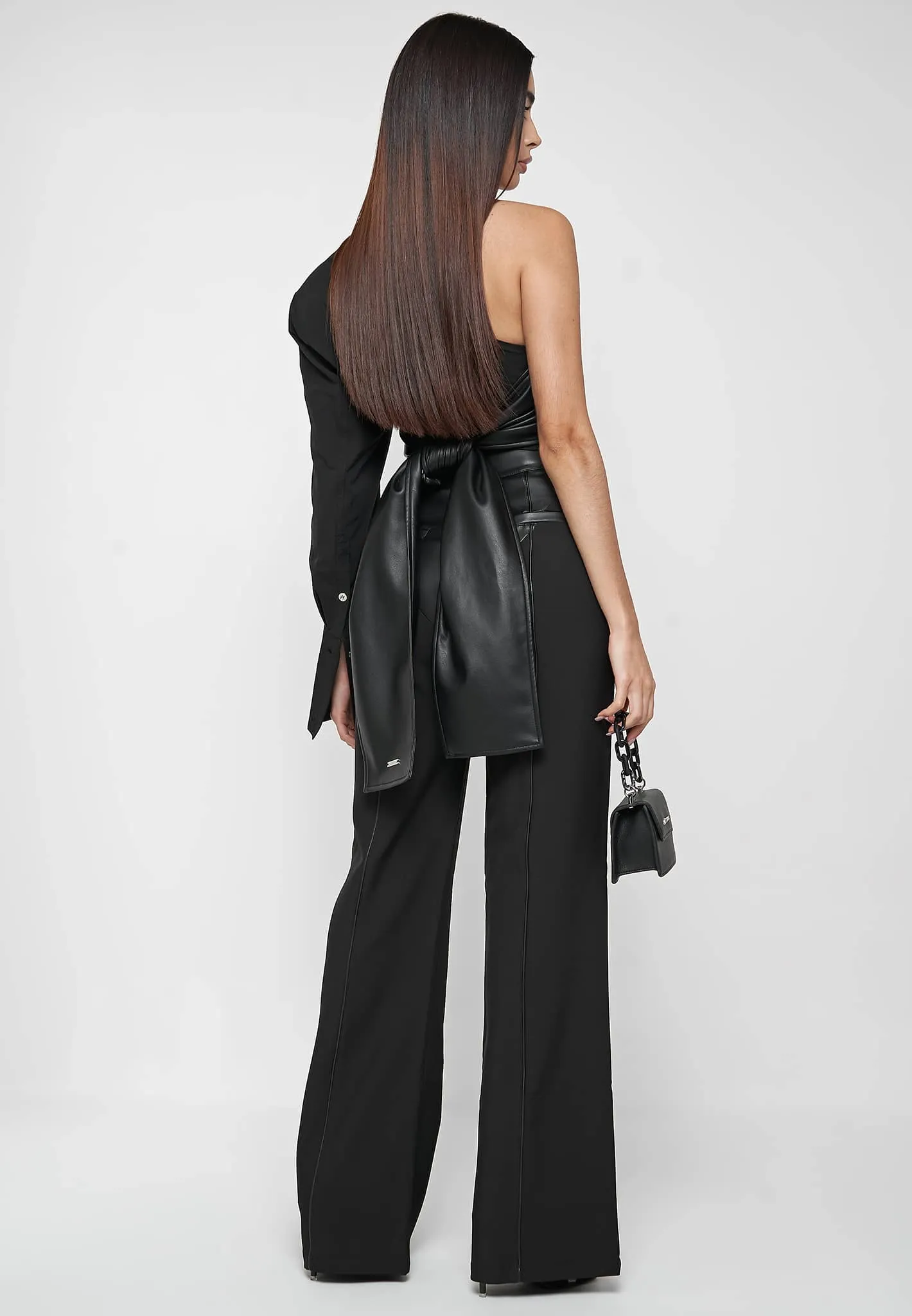 One Sleeve Leather Wrap Top - Black sold by Maniere De Voir product image thumbnail 4