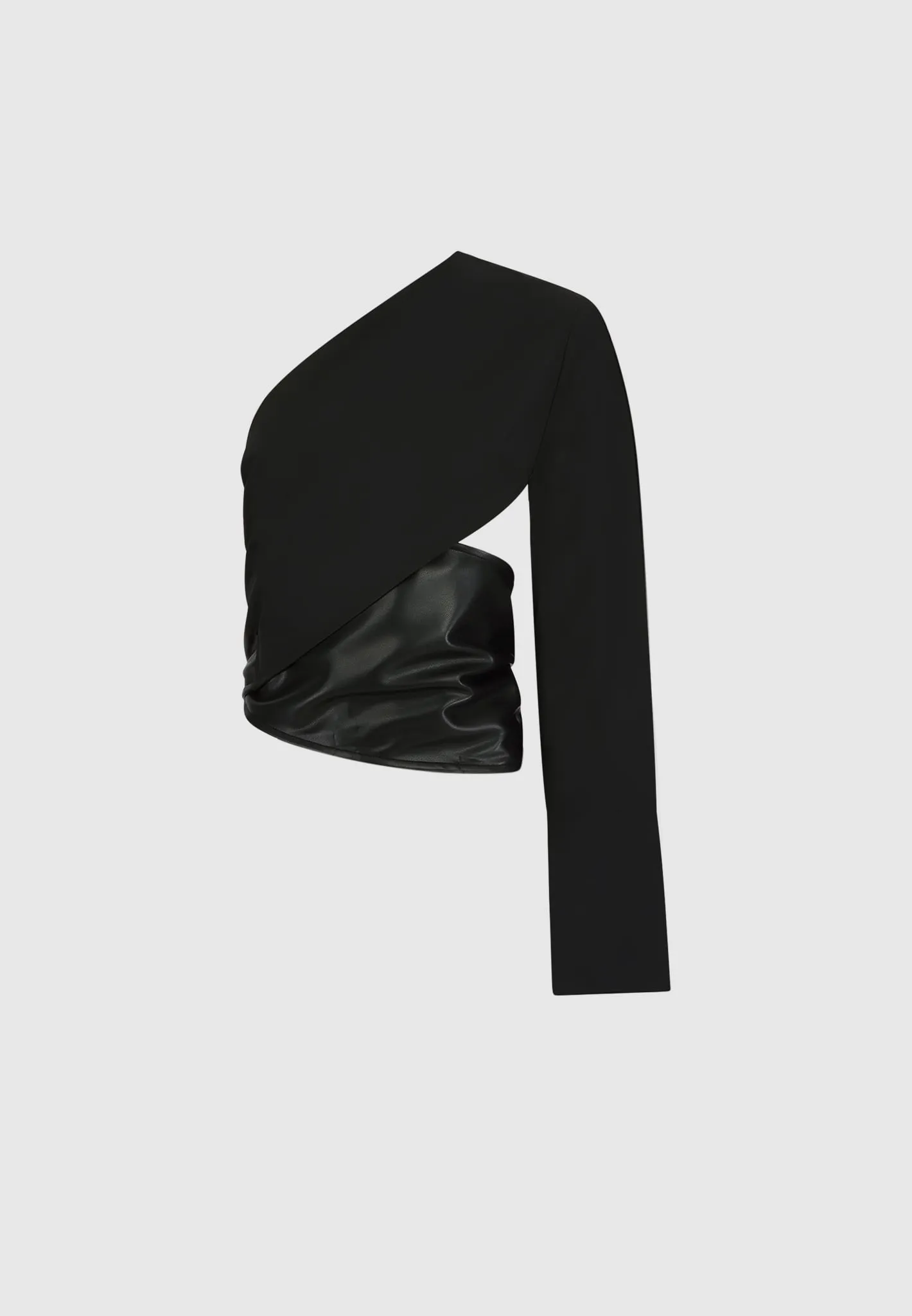 One Sleeve Leather Wrap Top - Black sold by Maniere De Voir product image thumbnail 2