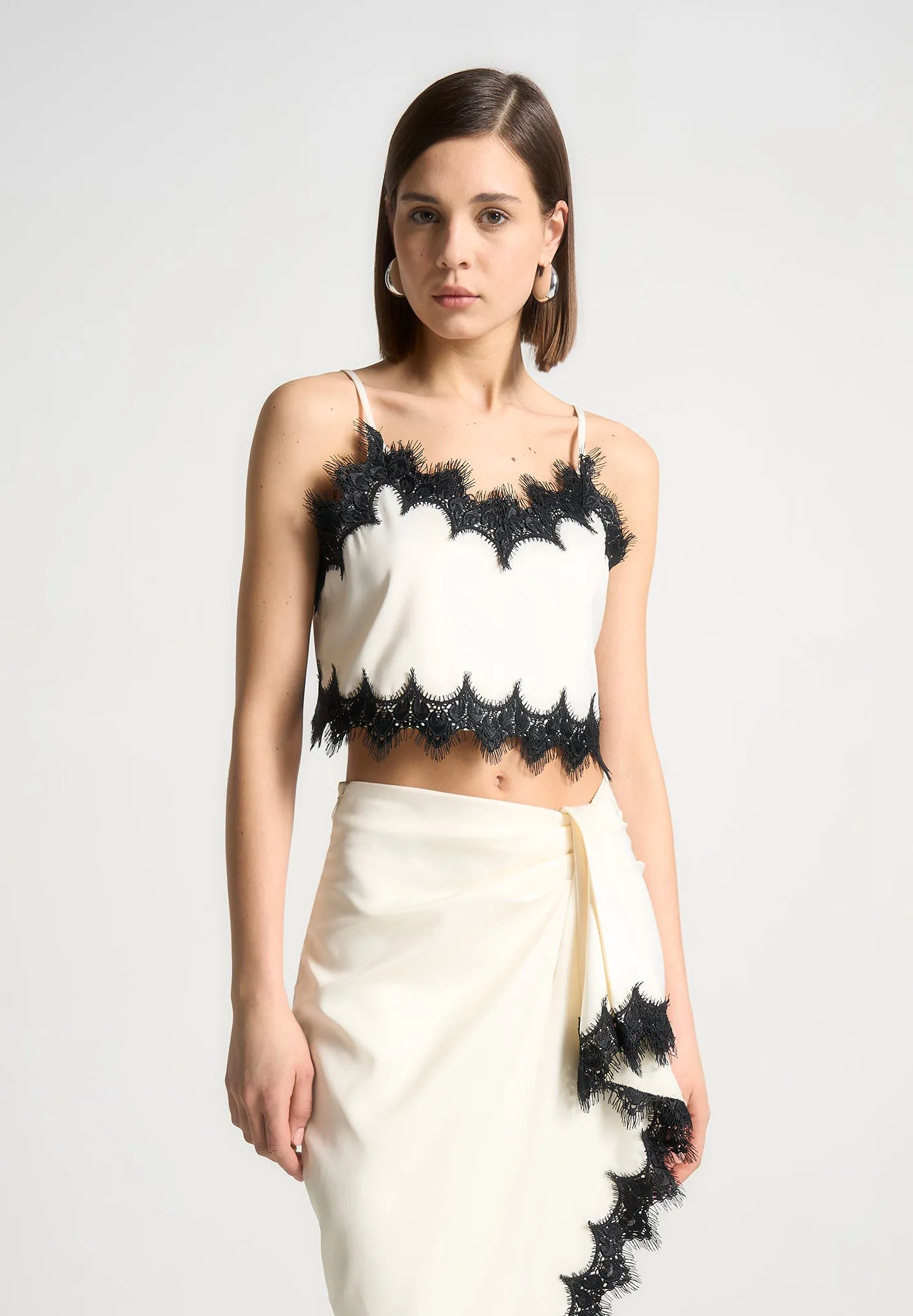 Satin and Lace Camisole Top - Ivory sold by Maniere De Voir product image thumbnail 3