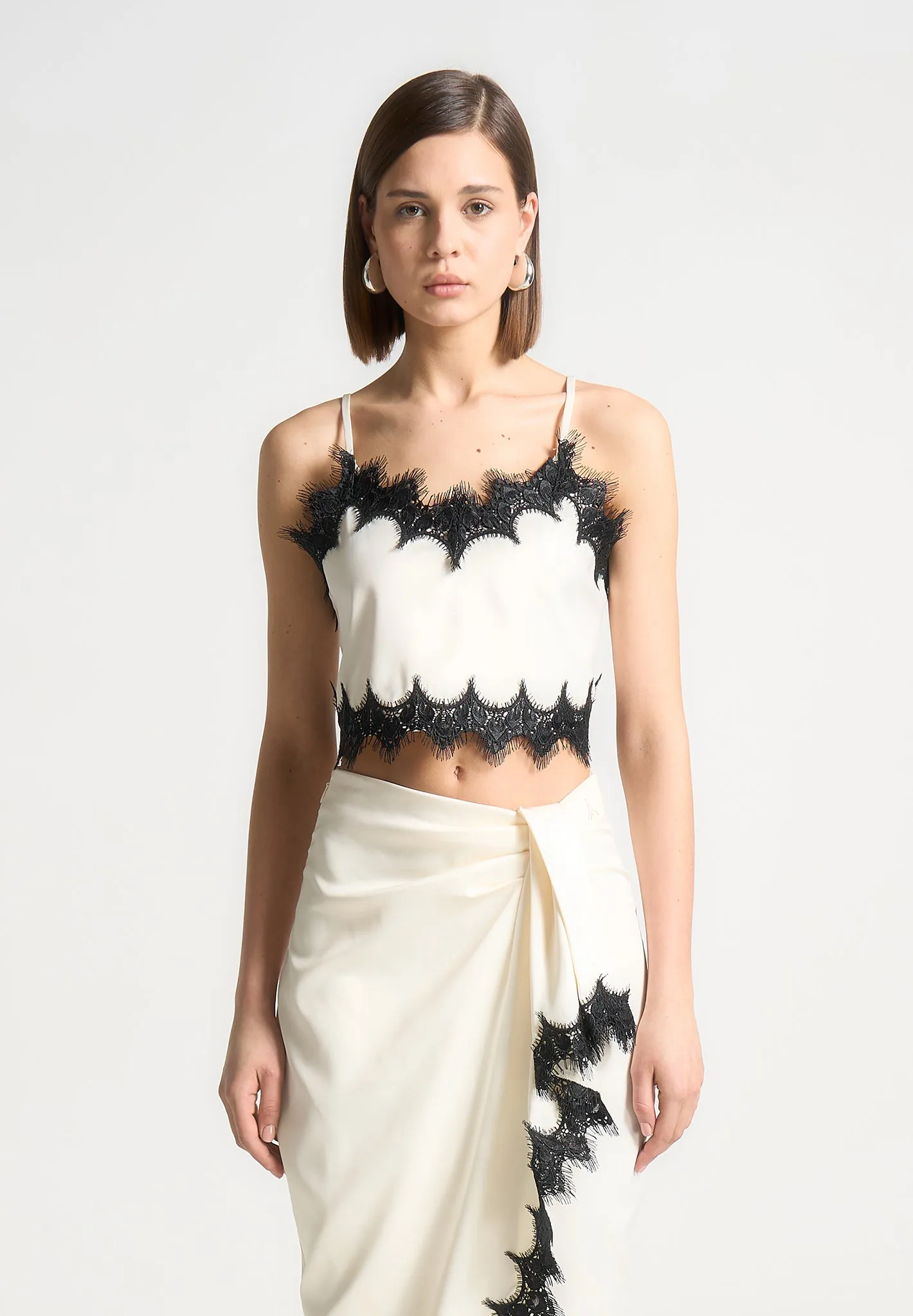 Satin and Lace Camisole Top - Ivory sold by Maniere De Voir