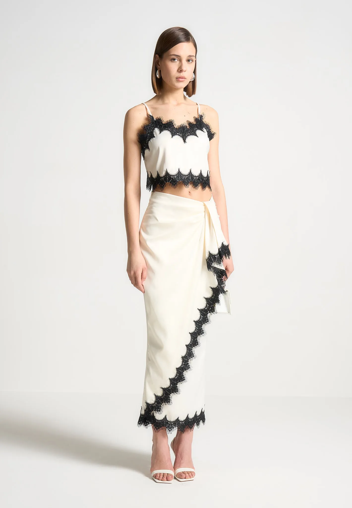 Satin and Lace Camisole Top - Ivory sold by Maniere De Voir product image thumbnail 2