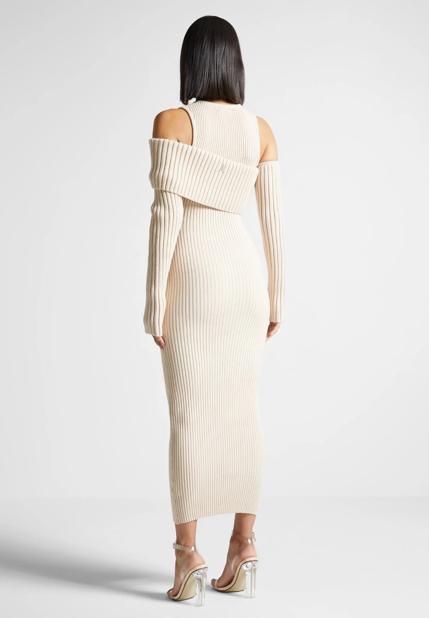 Overlay Knitted Midaxi Dress - Beige sold by Maniere De Voir product image thumbnail 5