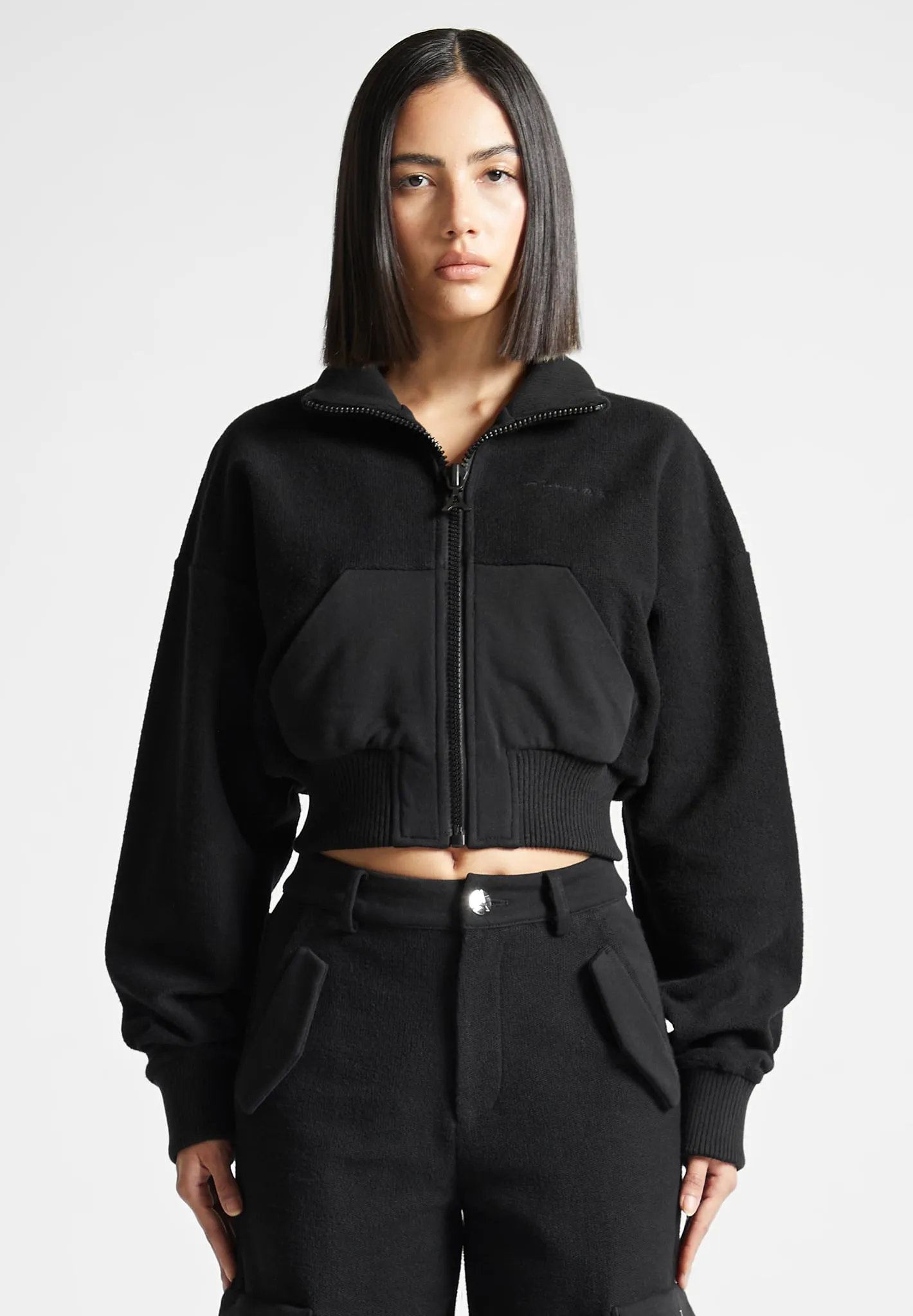 Zip Through Loopback Track Jacket - Black sold by Maniere De Voir product image thumbnail 4