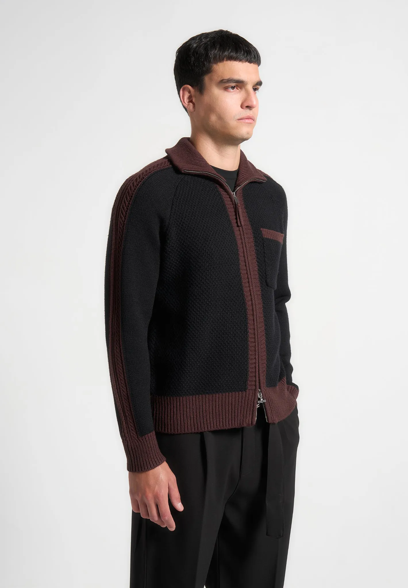 René - Colour Block Zip Through Cardigan - Black sold by Maniere De Voir product image thumbnail 4
