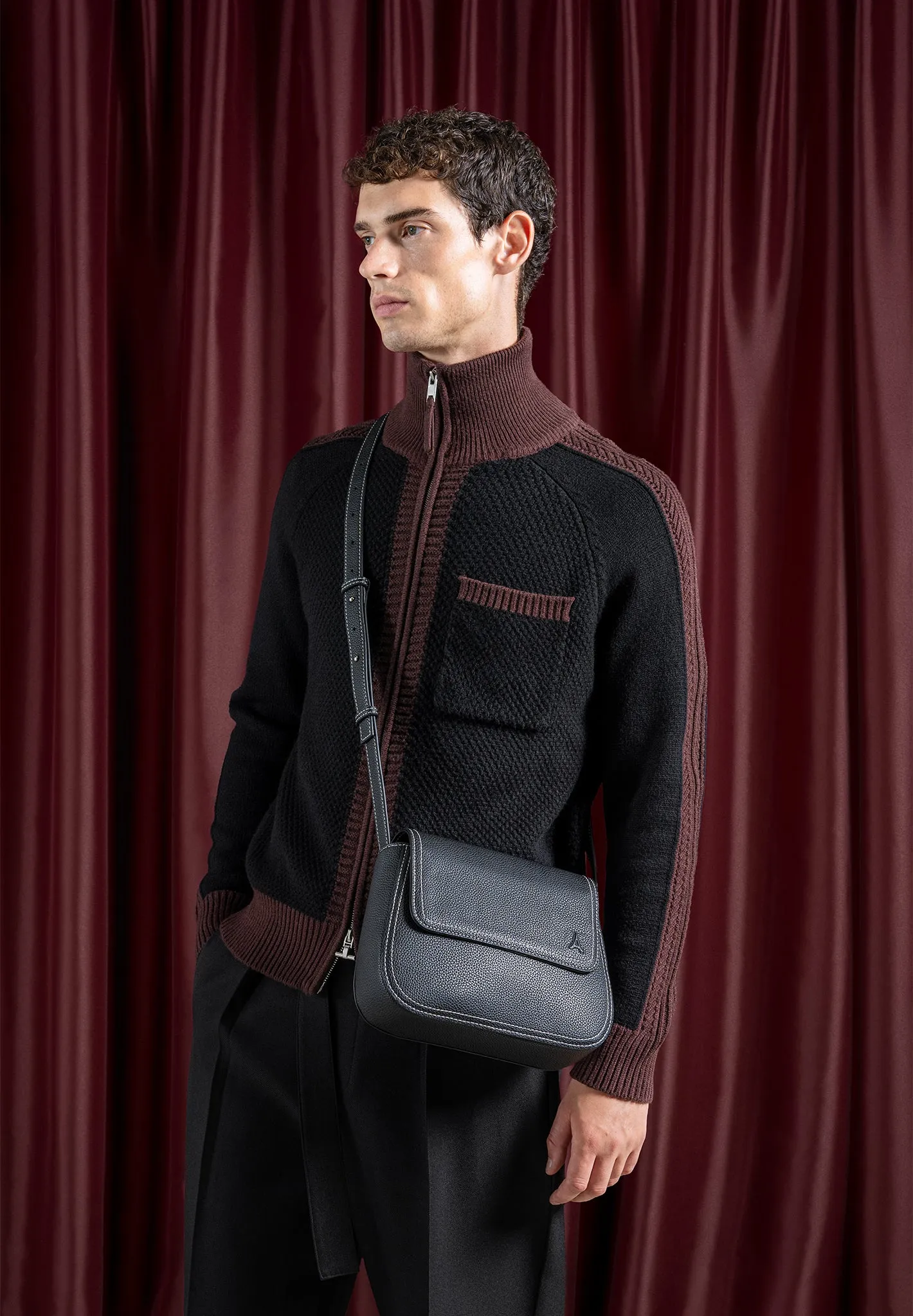 René - Colour Block Zip Through Cardigan - Black sold by Maniere De Voir product image thumbnail 2