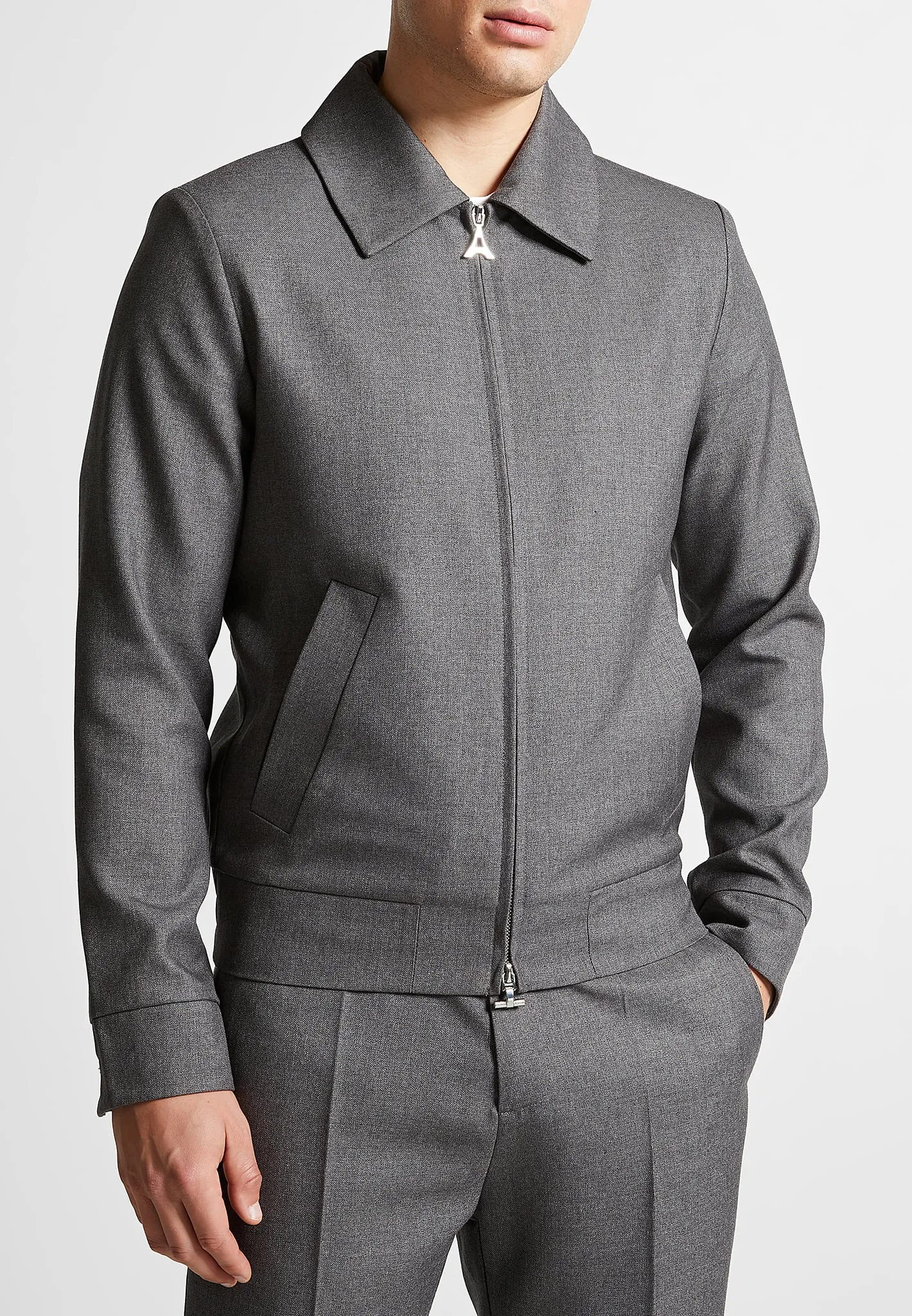 Roger - Tailored Harrington Jacket - Grey sold by Maniere De Voir