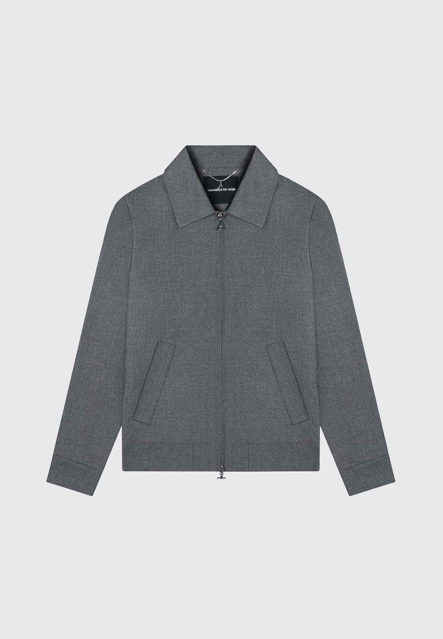 Roger - Tailored Harrington Jacket - Grey sold by Maniere De Voir product image thumbnail 2