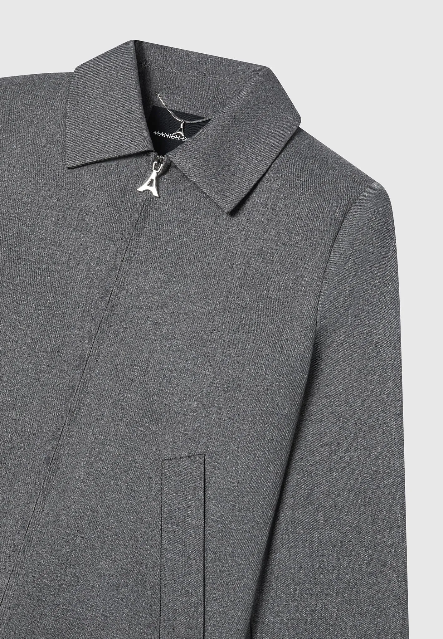 Roger - Tailored Harrington Jacket - Grey sold by Maniere De Voir product image thumbnail 5