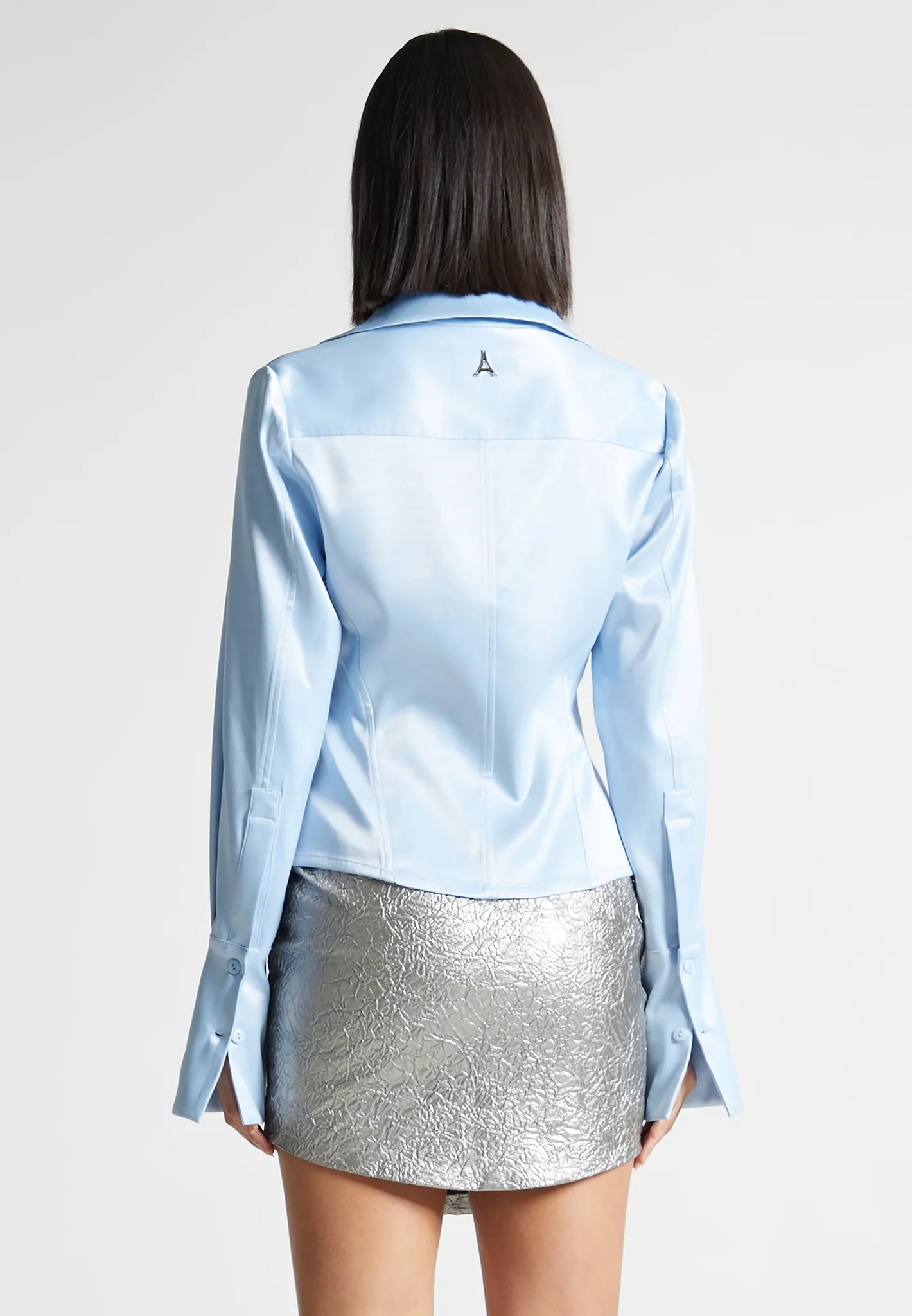 Sonia - Angled Satin Shirt - Blue sold by Maniere De Voir product image thumbnail 5