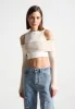 Crop Top with Knitted Overlay - White/Beige sold by Maniere De Voir