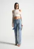 Crop Top with Knitted Overlay - White/Beige sold by Maniere De Voir