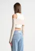 Crop Top with Knitted Overlay - White/Beige sold by Maniere De Voir