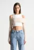 Crop Top with Knitted Overlay - White/Beige sold by Maniere De Voir