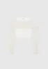Crop Top with Knitted Overlay - White/Beige sold by Maniere De Voir