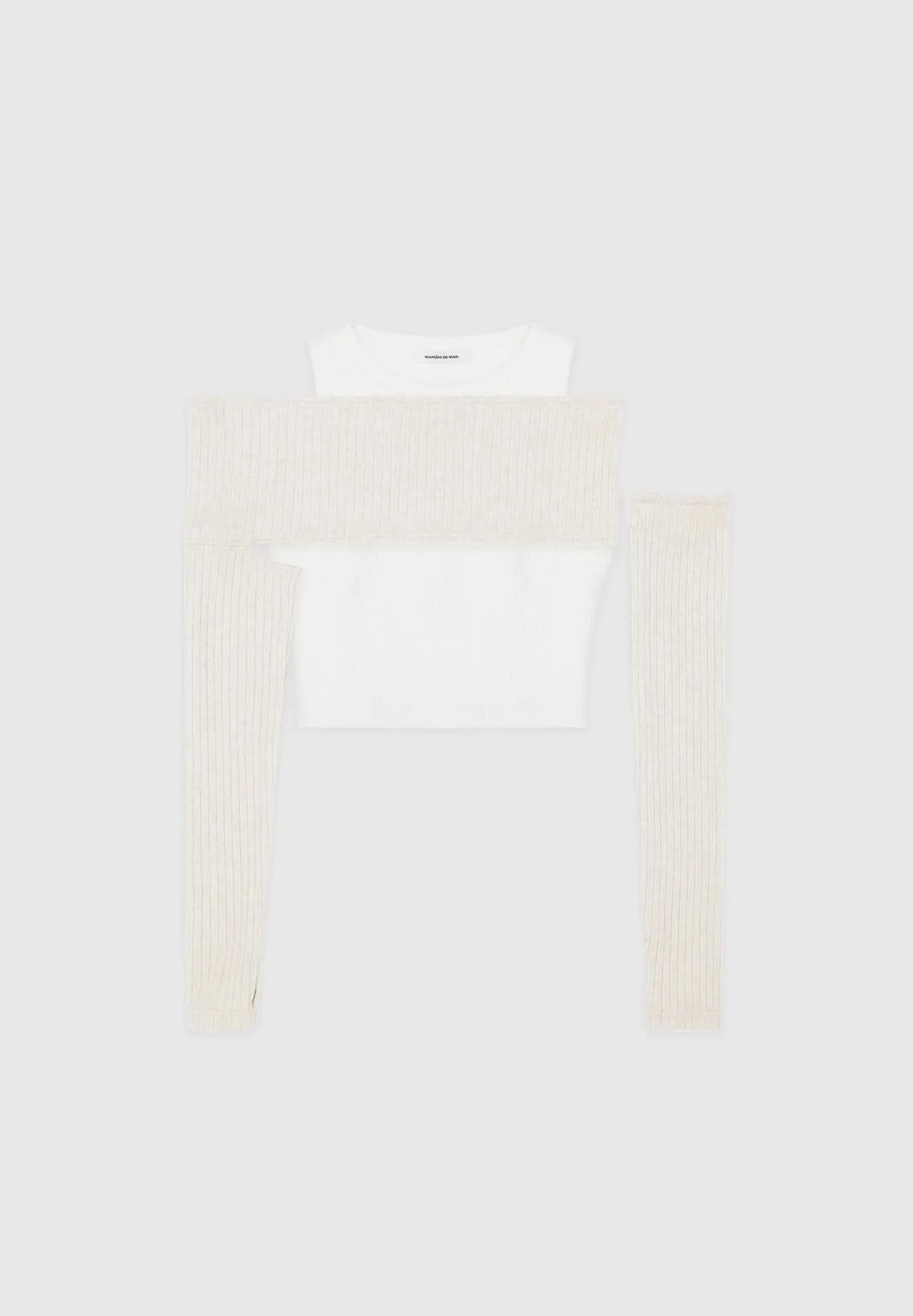 Crop Top with Knitted Overlay - White/Beige sold by Maniere De Voir product image thumbnail 5