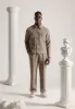 Textured Tailored Long Sleeve Shirt - Taupe sold by Maniere De Voir