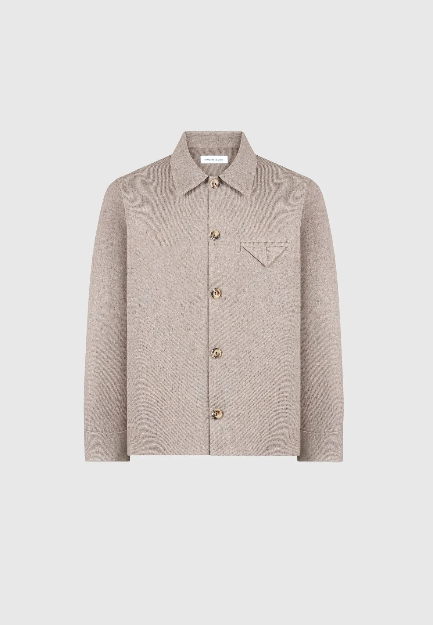 Textured Tailored Long Sleeve Shirt - Taupe sold by Maniere De Voir product image thumbnail 2
