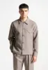 Textured Tailored Long Sleeve Shirt - Taupe sold by Maniere De Voir